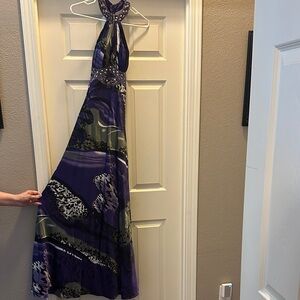 Elegant Purple Halter Maxi Dress